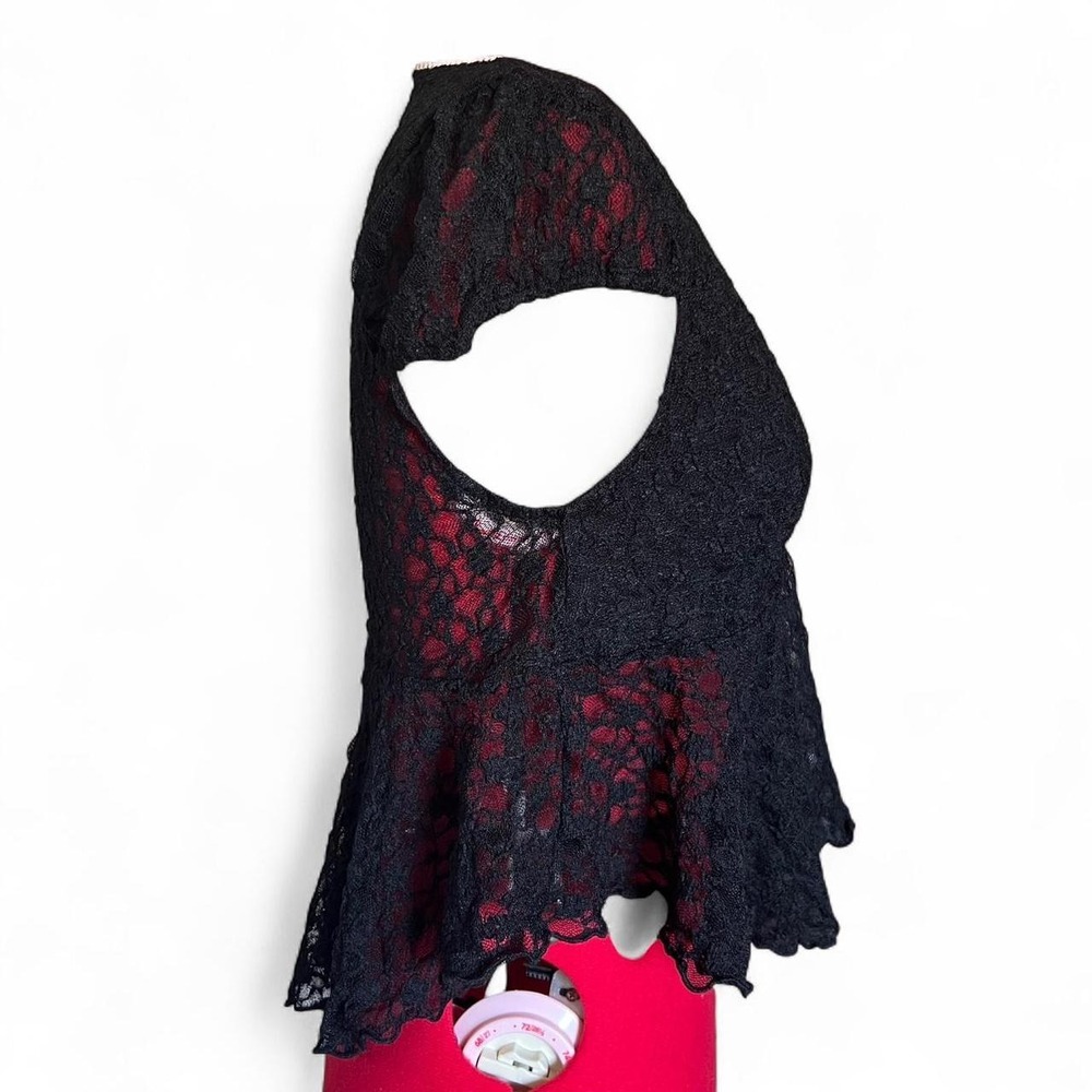Love Tree Black Lace V Neck Top Size Medium Goth Fairy Whimsygoth - Picture 4 of 6
